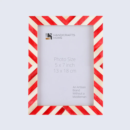 Red White Chevron Bone Inlay Picture Frame 4x6 5x7 8x10