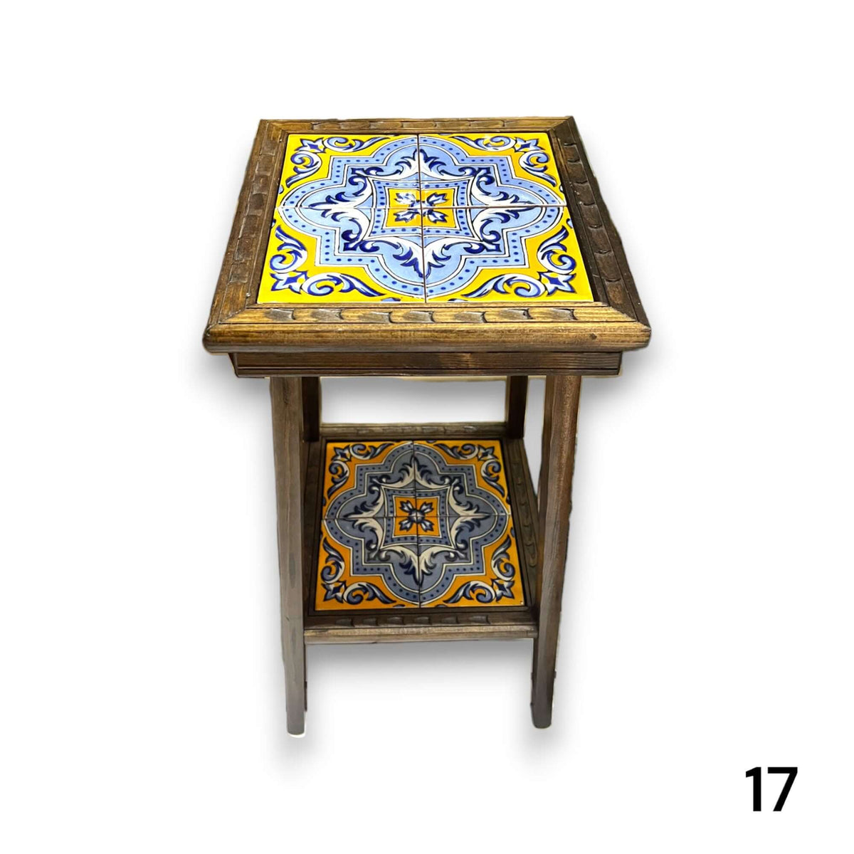 Square Talavera Tile End Table | Handmade Mexican Wood Accent Table