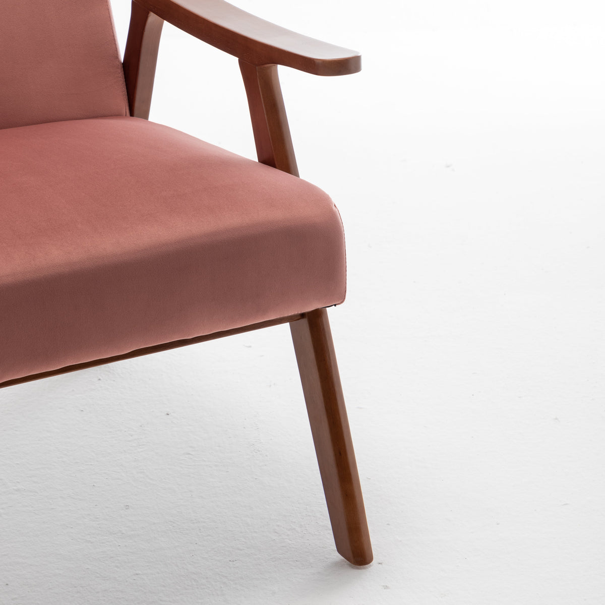 Mid-Century Modern Chair, Living Room Chair with Solid Wood Frame, Accent Chair Extra-Thick Backrest, Wingback Chair for Bedroom