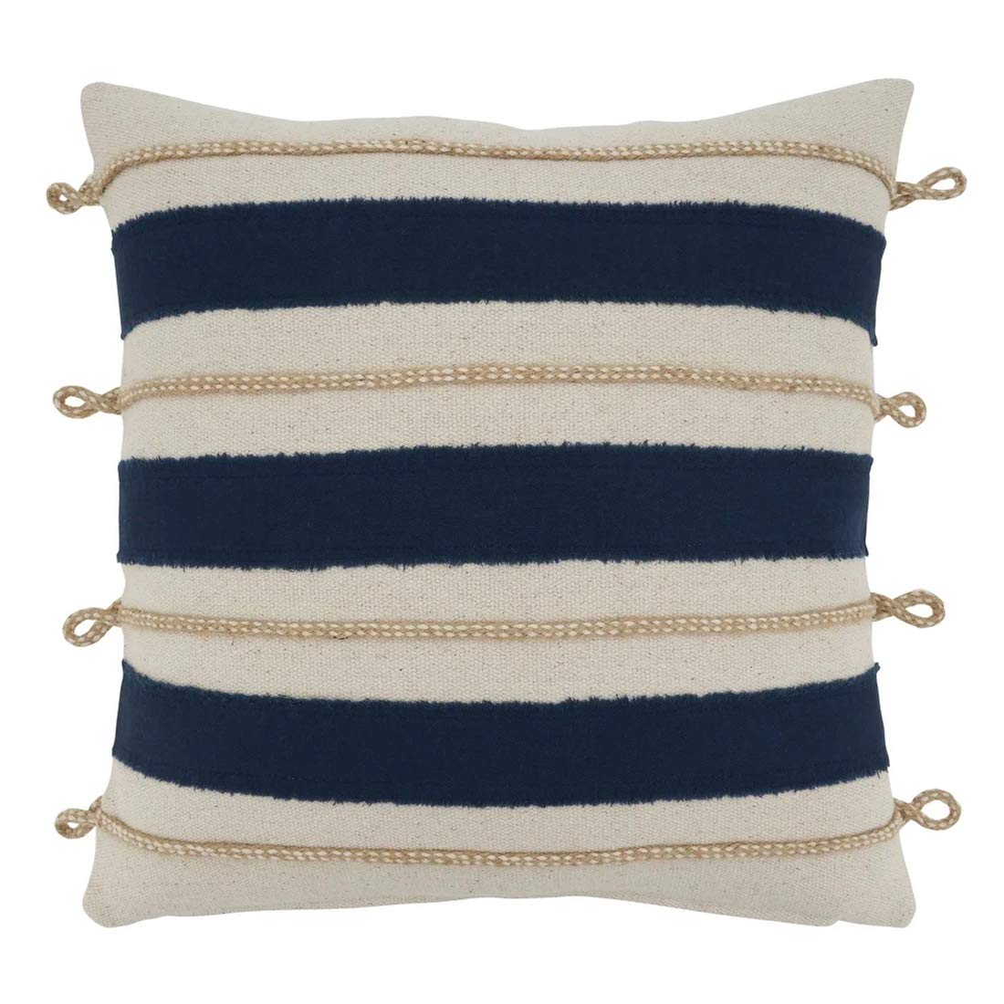 Fennco Styles Nautical Design Decorative Throw Pillow - Navy Blue Cotton Coastal Pillow for Home, Couch, Living Room, Bedroom, Beach House Décor