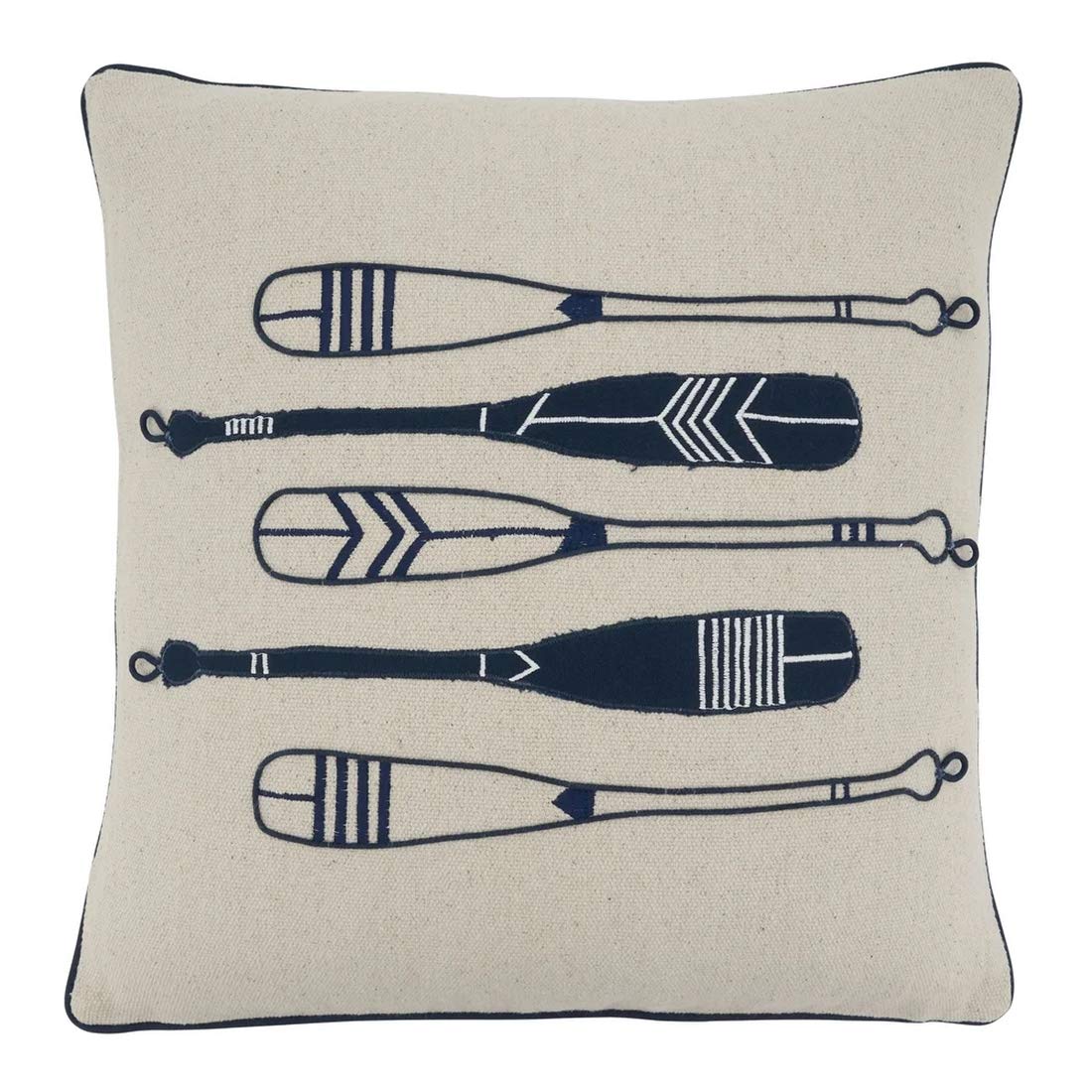 Fennco Styles Nautical Design Decorative Throw Pillow - Navy Blue Cotton Coastal Pillow for Home, Couch, Living Room, Bedroom, Beach House Décor