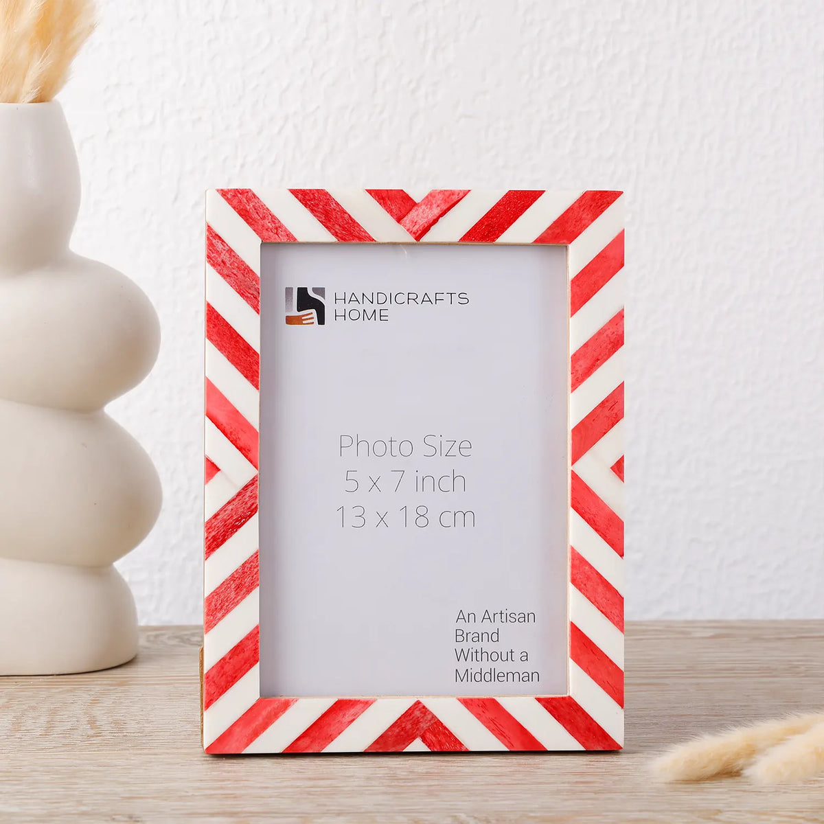 Red White Chevron Bone Inlay Picture Frame 4x6 5x7 8x10