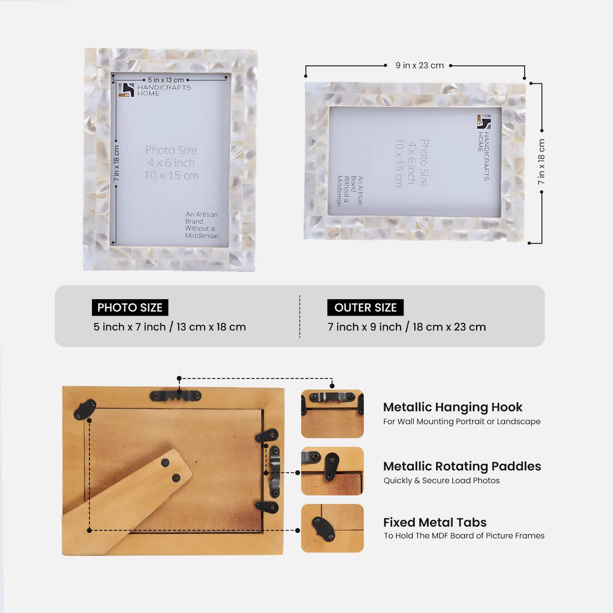 Mother of Pearl Inlay Picture Frame White 4x6 5x7 8x10