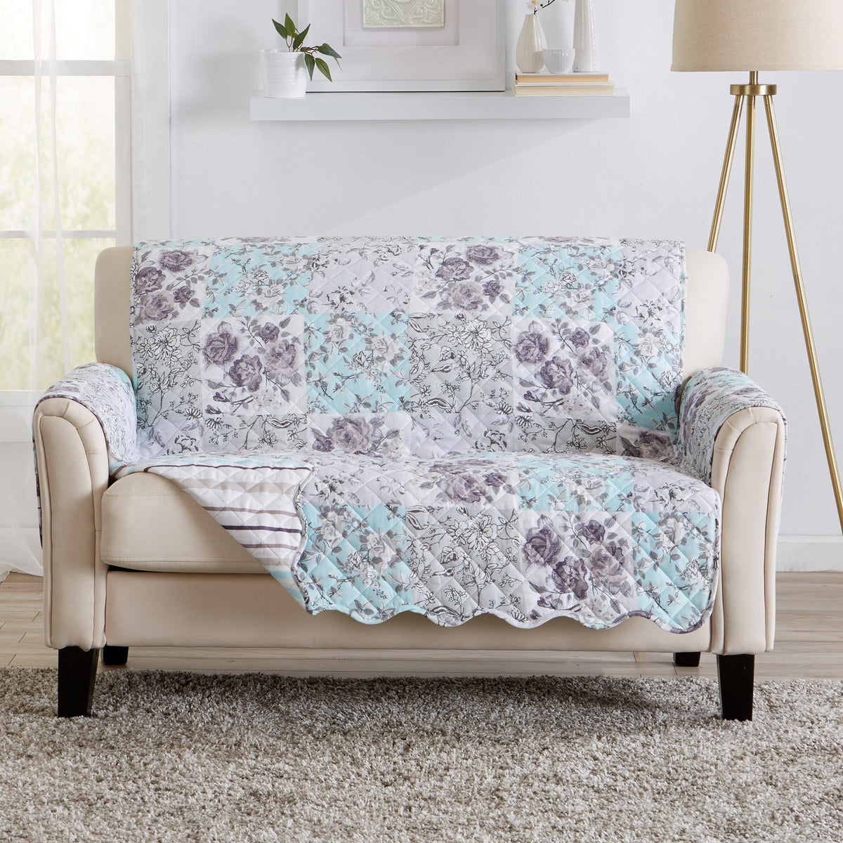 Reversible Floral Patchwork Furniture Protector - Maribel Collection
